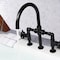 Kingston Brass KS2330CG Industrial Style Bridge Kitchen Faucet with Brass Sprayer, Matte Black KS2330CG - alternate 2